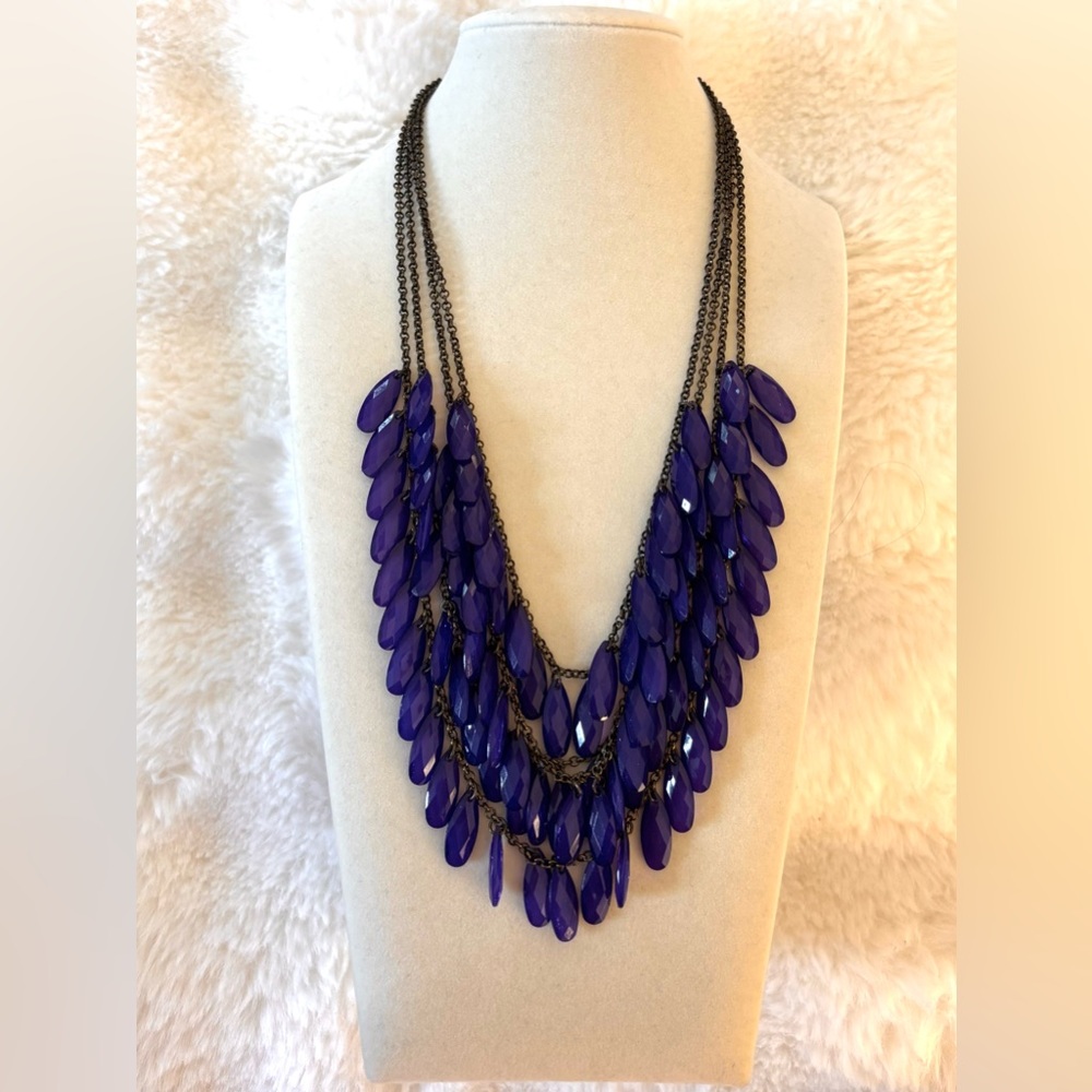 Necklace Purple Multi-Strand Teardrop